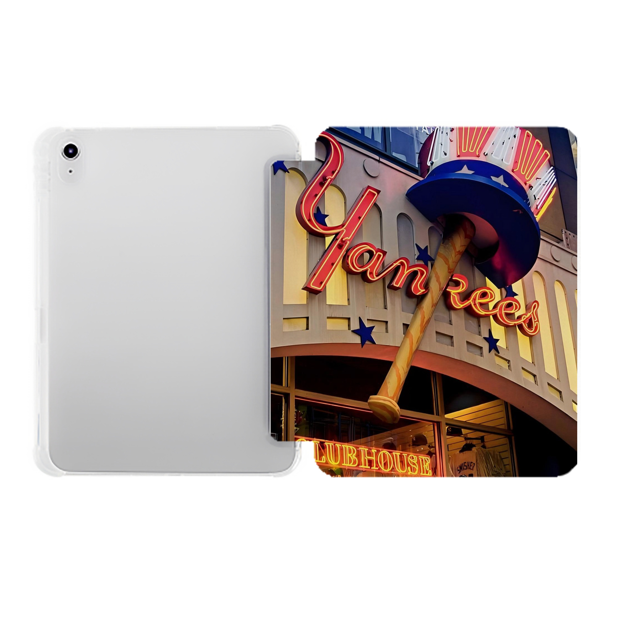 New York Yankees 178 Premium Tri-Fold PU Leather & Silicone IPad Case With Pencil Slot – Fits 9.5,10.5,10.9 – Adjustable Stand, Slim, Protective